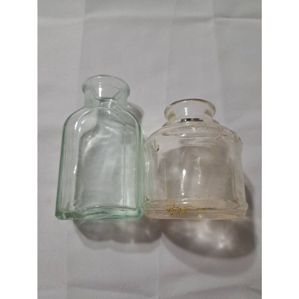 Vintage 2 Glass Medicine Elixir Apothecary Bottles Collectibles Decor Farmhouse
